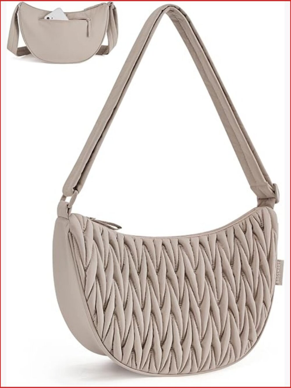 Quilted Crossbody Hobo Bag with Adjustable Strap and Multiple Pockets
